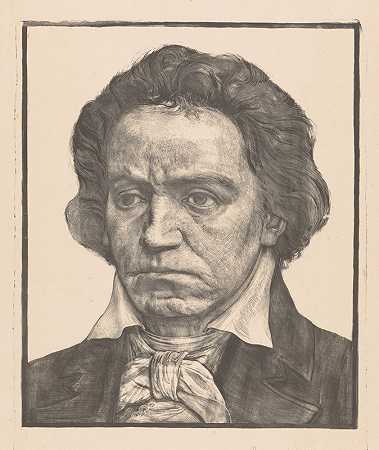 路德维希·范·贝多芬画像`Portret van Ludwig van Beethoven (1902) by Antoon Derkinderen