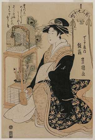 《七个小手町》系列中的奇地亚之日那村（Hinazura of Chōjiya）`Hinazura of Chōjiya from the series Beauties as the Seven Komachi (c. 1793~97) by Toyokuni Utagawa