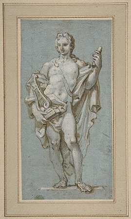 手持竖琴的阿波罗站像`Standing Figure of Apollo with a Lyre (1666–1724) by Paolo Gerolamo Piola