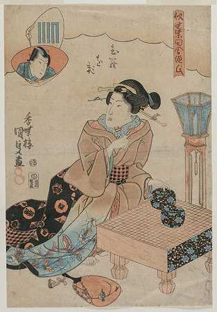 Muraogi，出自《假村崎》系列s乡村源氏（Nise Murasaki Inaka源氏）`Muraogi, from the series The False Murasakis Rustic Genji (Nise Murasaki Inaka Genji) (1830s) by Utagawa Kunisada (Toyokuni III)