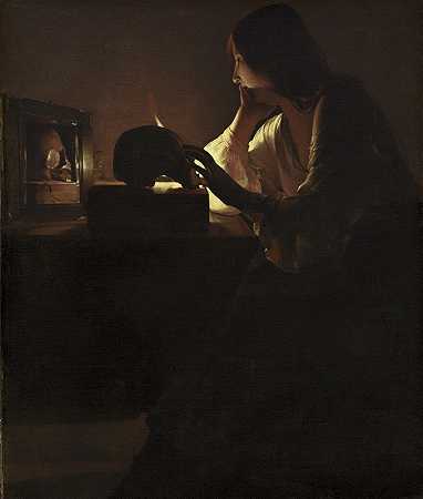 忏悔的玛格达伦`The Repentant Magdalen (c. 1635~1640) by Georges de La Tour
