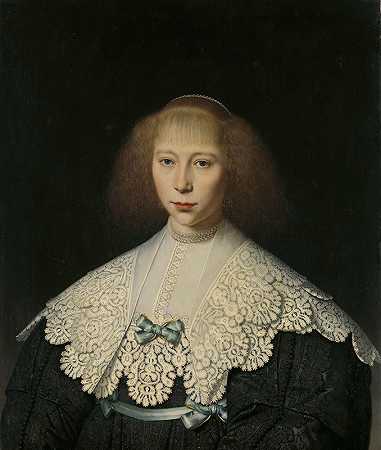 阿加莎·吉尔温克（1617-1618）。弗雷德里克·德克兹·阿列维的第一任妻子`Agatha Geelvinck (1617~38). First wife of Frederik Dircksz Alewijn (1637 ~ 1640) by Dirck Dircksz. van Santvoort
