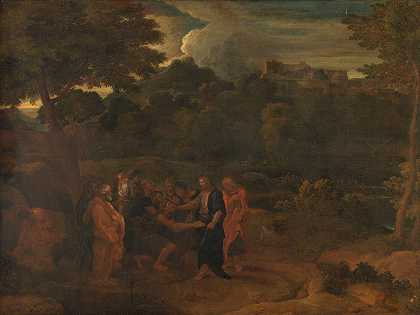 在耶利哥治愈两个盲人`The Healing of the Two Blind Men at Jericho (1600 – 1699) by Nicolas Poussin