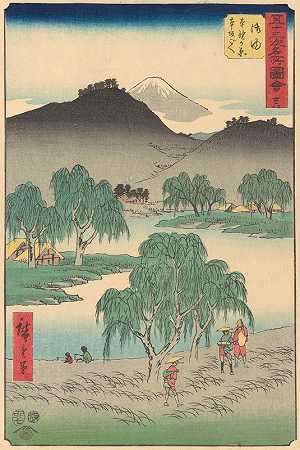 御油`Goyu (1855) by Andō Hiroshige