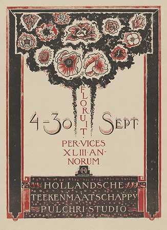 Hollandsche Teekenmaatschapij Pulchri工作室9月4日至30日。`Hollandsche Teekenmaatschappij Pulchri Studio 4~30 Sept. (1918) by Richard Nicolaüs Roland Holst