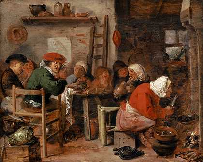 做煎饼的女人`Woman Making Pancakes (1630s) by Adriaen Brouwer
