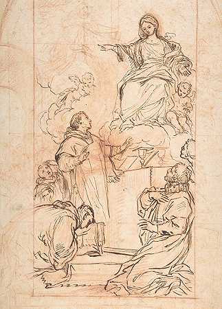 弥撒上出现的圣母`The Virgin Appearing at Mass (1692–1758) by Agostino Masucci