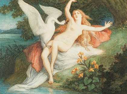 勒达和天鹅`Leda with the Swan (1908) by Christian Griepenkerl