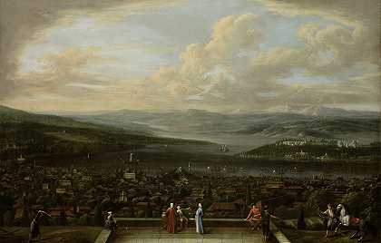 从荷兰驻佩拉大使馆俯瞰伊斯坦布尔`View of Istanbul from the Dutch Embassy at Pera (c. 1720 ~ c. 1737) by Jean Baptiste Vanmour