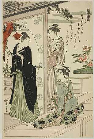 Narihira，来自系列六位不朽诗人`Narihira, from the series ;Six Immortal Poets (Rokkasen) (c. 1789~90) by Chōbunsai Eishi