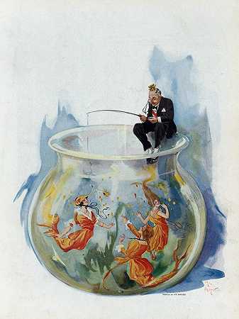金鱼`Goldfishing (1914) by Henry Mayer