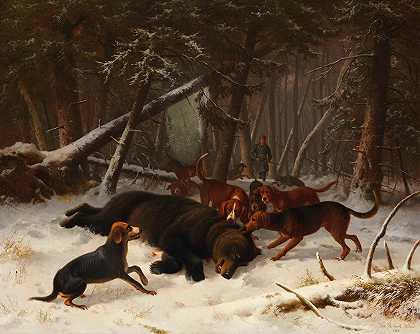 猎熊`Bear hunt (1858) by Wilhelm Reinhardt