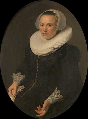 玛丽亚·约阿希默·斯瓦滕霍特肖像（1598-1631）`Portrait of Maria Joachimsdr Swartenhont (1598~1631) (1627) by Nicolaes Eliasz. Pickenoy