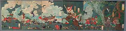 塞基加哈拉战役`The Great Battle at Sekigahara (1868) by Tsukioka Yoshitoshi