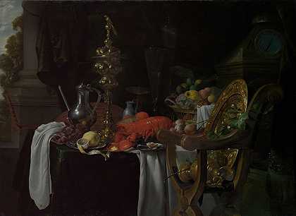 静物宴会场面`Still Life; A Banqueting Scene (ca. 1640–41) by Jan Davidsz de Heem