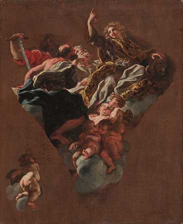 图为以色列的四位先知（罗马伊尔盖什）`Sketch for ;The Four Prophets of Israel (for Il Gesù, Rome) (c. 1675~1677) by Giovanni Battista Gaulli