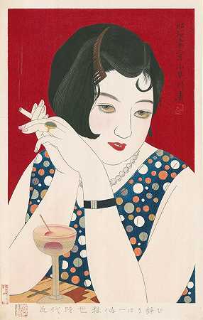 《醉醺醺》系列现代女性风格`Tipsy, from the series ;Modern Styles of Women (1930) by Kobayakawa Kiyoshi