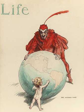 世界善与恶`The World; Good Versus Evil (1908) by James Montgomery Flagg
