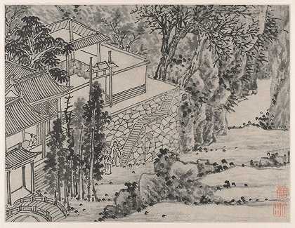 开明石窟`The Enlightened Stone Retreat (after 1490) by Shen Zhou