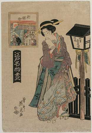 东方织锦图片（江户名品系列）`Pictures of Eastern Brocade (from the series Famous Products of Edo) (c. early 1820s) by Keisai Eisen