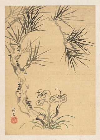 松树与真菌`Pine Tree and Fungus (early to mid~1800s) by Tsubaki Chinzan