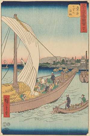 完成`Kuwana (1855) by Andō Hiroshige