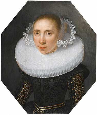 白领女士的肖像`Portrait Of A Lady With A White Ruff (1630) by Dutch School