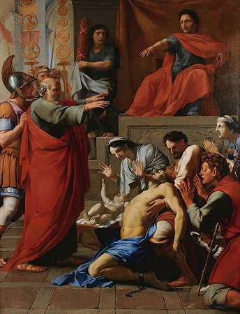 圣保罗驱魔一个被附体的人`Saint Paul Exorcizing A Possessed Man by Eustache Le Sueur