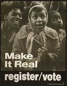 让它成为现实登记选票`
Make it real; register;vote