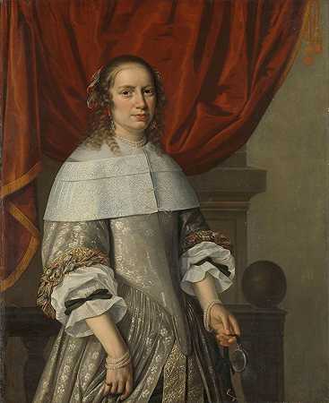 女人的肖像`Portrait of a Woman (1663) by Hendrick Cornelisz. van Vliet