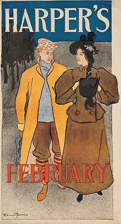 哈珀二月`Harpers February (1896) by Edward Penfield