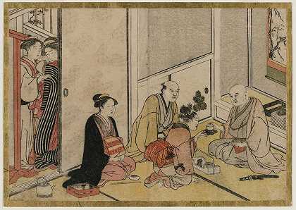 室内场景`Interior Scene (c. 1746~92) by Katsukawa Shunshō