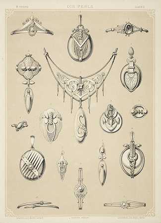 二.贾尔甘（Liefr.Ii）6。【17种银首饰设计，有些带有珍珠。】`Ii Jahrgang (Liefr. Ii) 6. [Seventeen Designs For Silver Jewelry, Some With Pearls.] (1872 ~ 1873) by Martin Gerlach