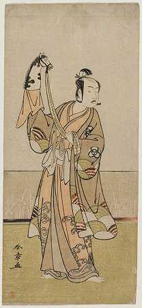 手执木偶的Bando Hikosaburo III`Bando Hikosaburo III Holding a Hand Pupper (mid 1770s) by Katsukawa Shunshō