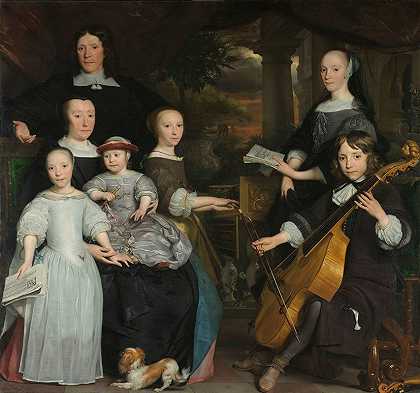 David Leeuw和他的家人`David Leeuw with his Family (1671) by Abraham Lambertsz. van den Tempel