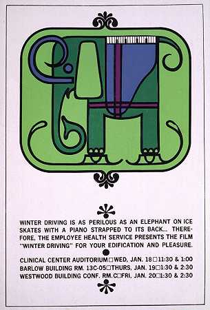 冬季驾驶就像一头背着钢琴、穿着溜冰鞋的大象一样危险`Winter driving is as perilous as an elephant on ice skates with a piano strapped to its back by National Institutes of Health