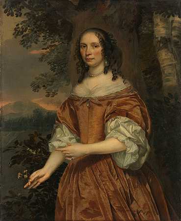 玛丽亚·德维特·弗朗索瓦（b 1616）。约翰·范·博蒙特的妻子`Maria de Witte Françoisdr (b 1616). Wife of Johan van Beaumont (1661) by Jan Mijtens