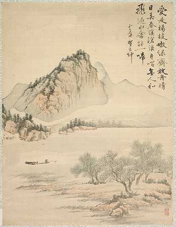 在船上漂流`Drifting in a Boat (1847) by Tsubaki Chinzan