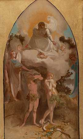 亚当和夏娃被逐出天堂`Adam et Eve chassés du paradis (1865) by Victor-Louis Mottez