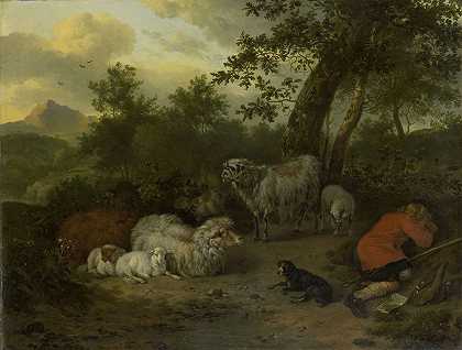 熟睡的牧羊人`The Sleeping Shepherd (1678) by Jan van der Meer the Younger