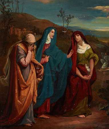 这幅画的草图三个玛丽走向基督s墓`Sketch to the Painting Three Marys Walking to Christs Tomb (1864) by Józef Simmler
