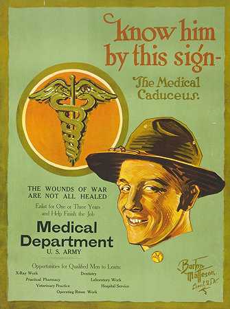 认识他`Know him by this sign – the medical caduceus The wounds of war are not all healed (1919) by this sign
