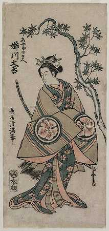 Anekawa Daisuke作为Ayame no mae`Anekawa Daisuke as Ayame~no~mae (1760) by Torii Kiyomitsu