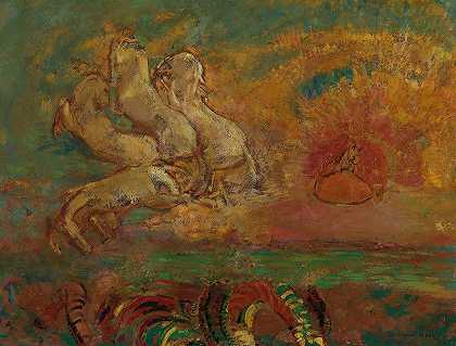 字符D阿波罗和龙`Le Char Dapollon Et Le Dragon (circa 1907) by Odilon Redon