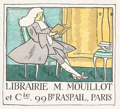 名片范博坎德尔M.莫伊洛特和巴黎`Visitekaartje Van Boekhandel M. Mouillot Et Cie Te Parijs (1914)