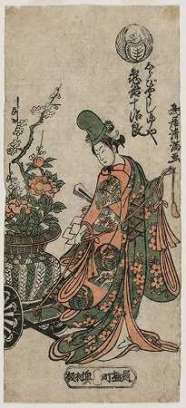 Kametani Jujiro饰演Shirabyoshi舞者Yuya`Kametani Jujiro as the Shirabyoshi Dancer Yuya (c. early 1760s) by Torii Kiyomitsu