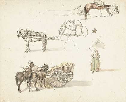 关于手推车和站立的农妇的一些研究`Enkele studies van karren en een staande boerin (1633 ~ 1687) by Gillis Neyts
