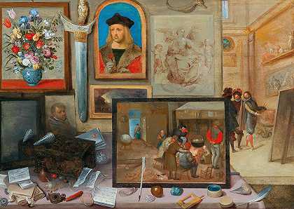 他的工作室里有一位画家`A Painter In His Workshop by Hieronymus Francken II
