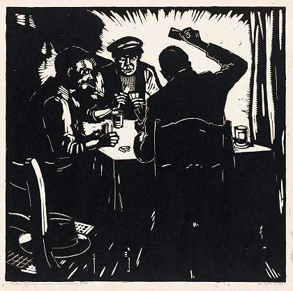 纸牌游戏`Kaartspelers (1929) by Dick Ket