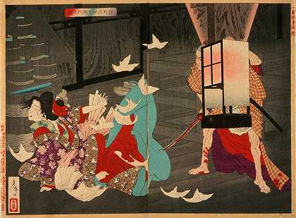 Sano Jirōzaemon谋杀一名妓女`Sano Jirōzaemon Murdering a Courtesan (1886) by Tsukioka Yoshitoshi